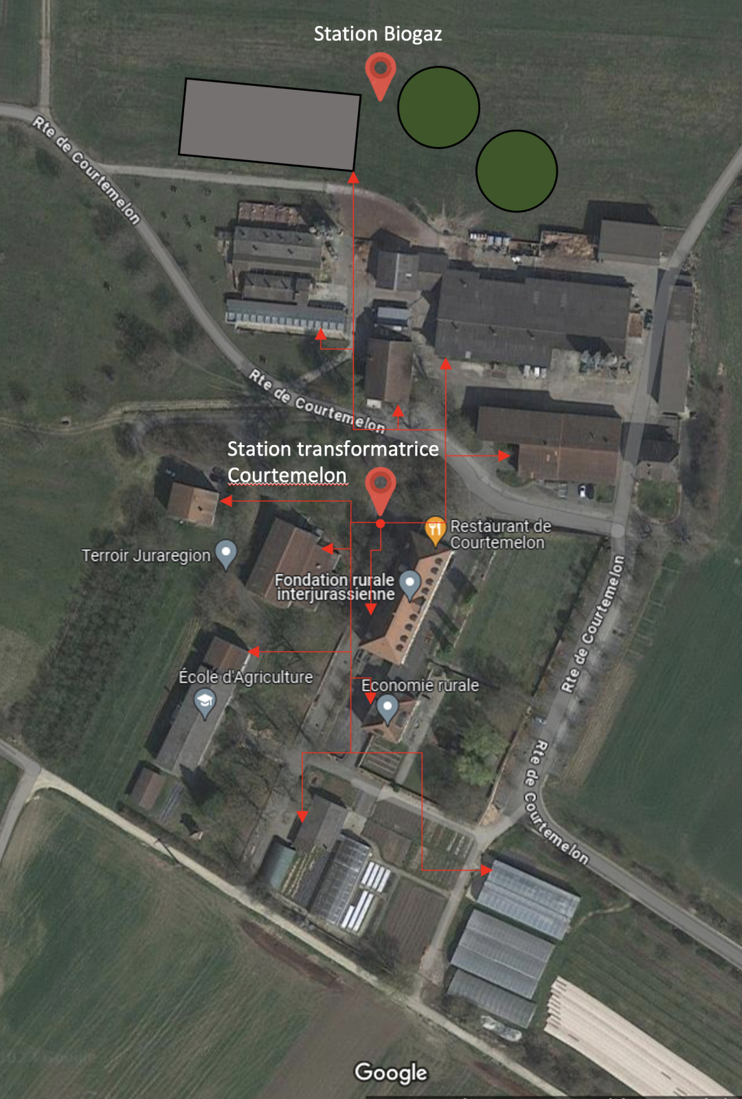 Plan du nouveau réseau microgrid de Courtemelon. 